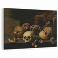 Dark Academia Wall Art – Skull Still Life with Bones and Candlelight