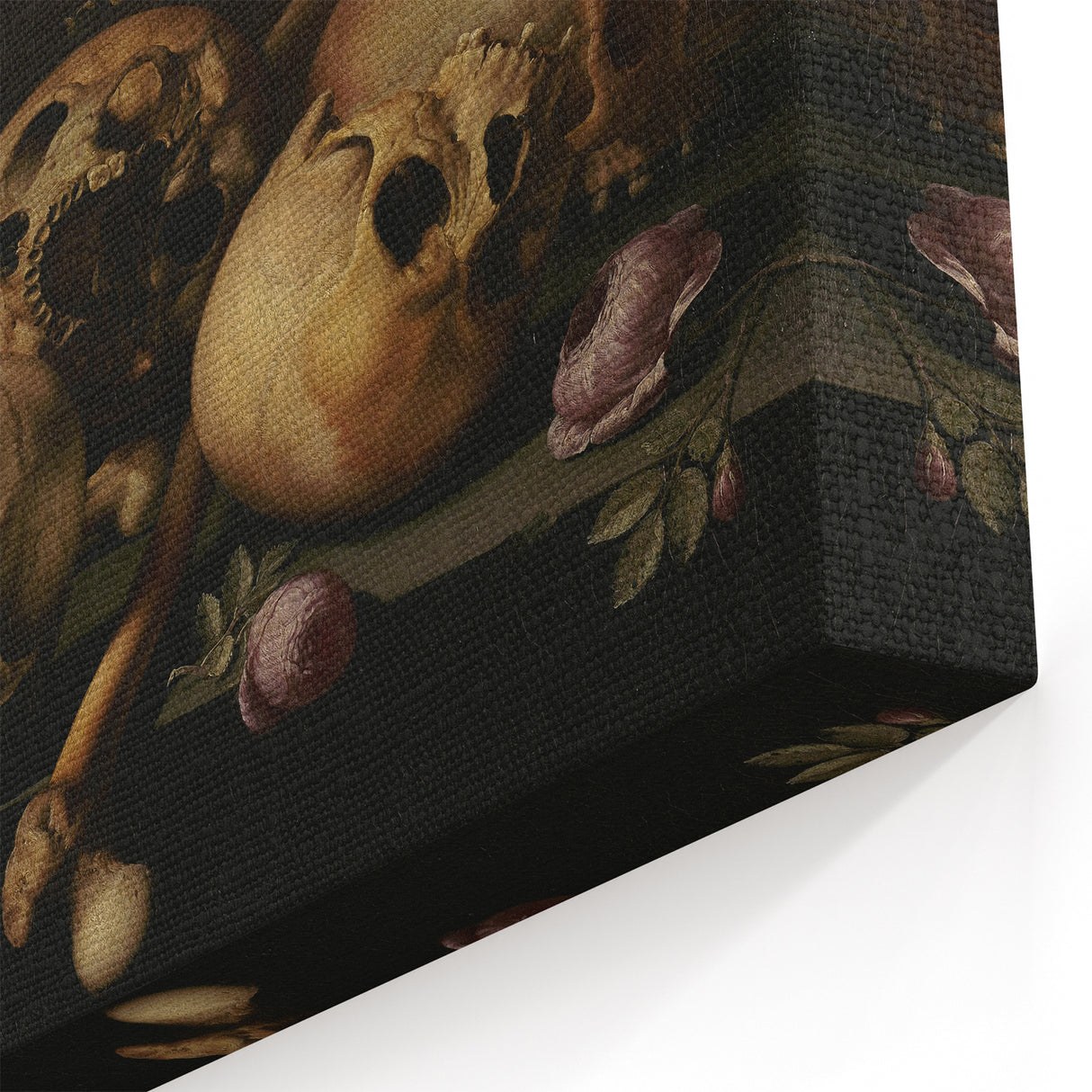 Dark Academia Wall Art – Skull Still Life with Bones and Candlelight