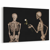Dark Academia Wall Art – Skeletons with White Rose in Gothic Scene