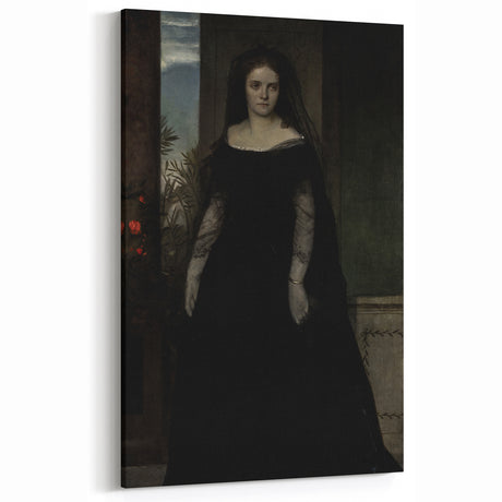 Dark Academia Wall Art - Gothic Lady in Black Veil - Moody Decor Print