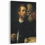 Dark Academia Wall Art - Vintage Gothic Self-Portrait with Death's Shadow