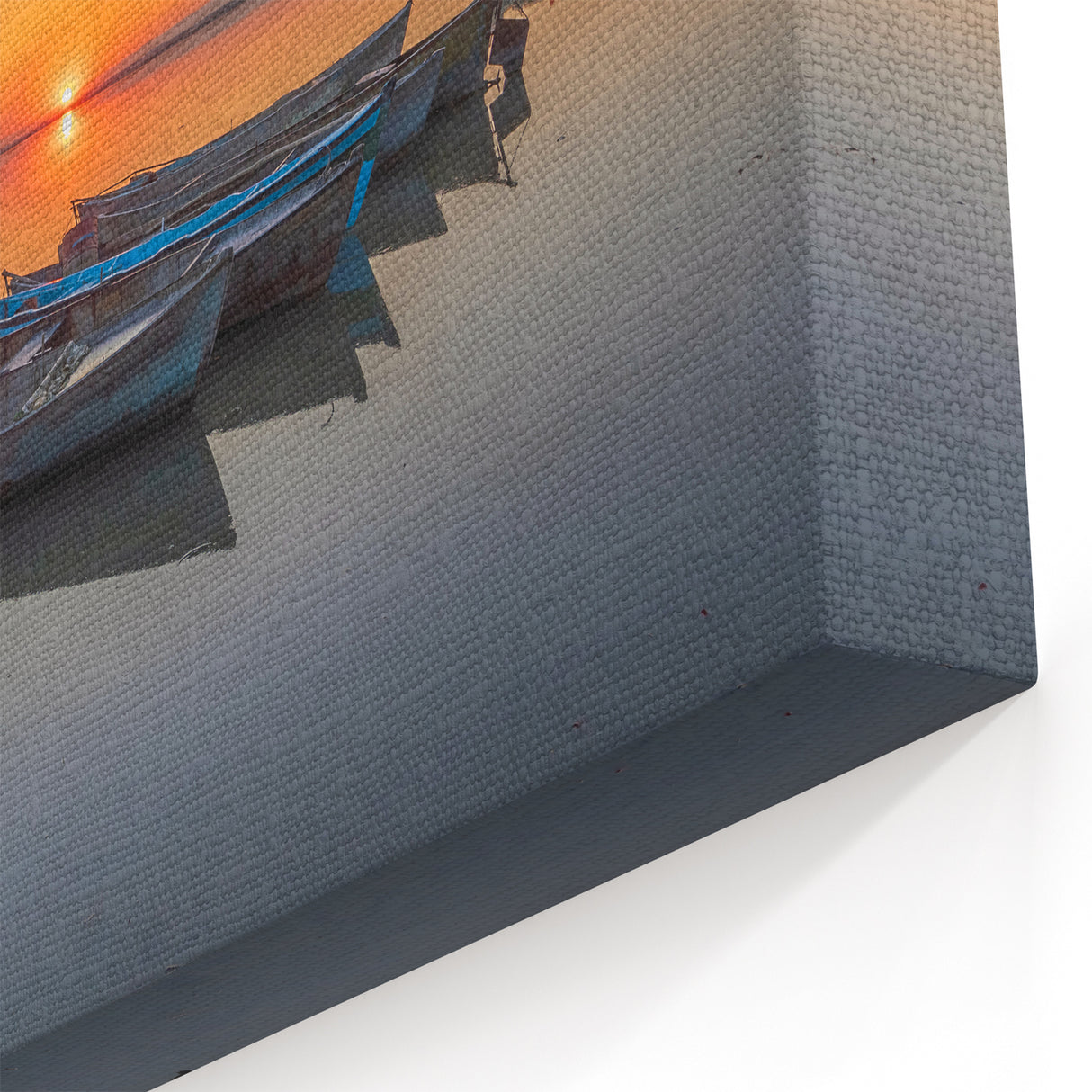 Mediterranean Sunset Wall Art - Serene Boats at Golden Hour Canvas