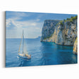 Mediterranean Sea Wall Art - Sailboat on Blue Waters by Majestic Cliffs