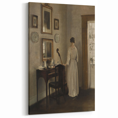 Dark Academia Wall Art - Vintage Woman in Study for Moody Aesthetic Decor