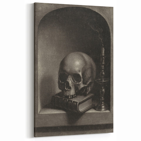 Dark Academia Wall Art - Gothic Skull and Candle Print for Classic Decor