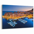 Monaco Landscape Print - Illuminated Harbor at Night with Scenic Views