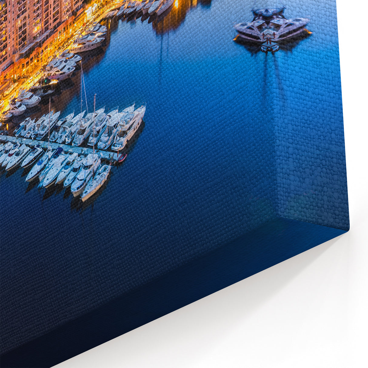 Monaco Landscape Print - Illuminated Harbor at Night with Scenic Views