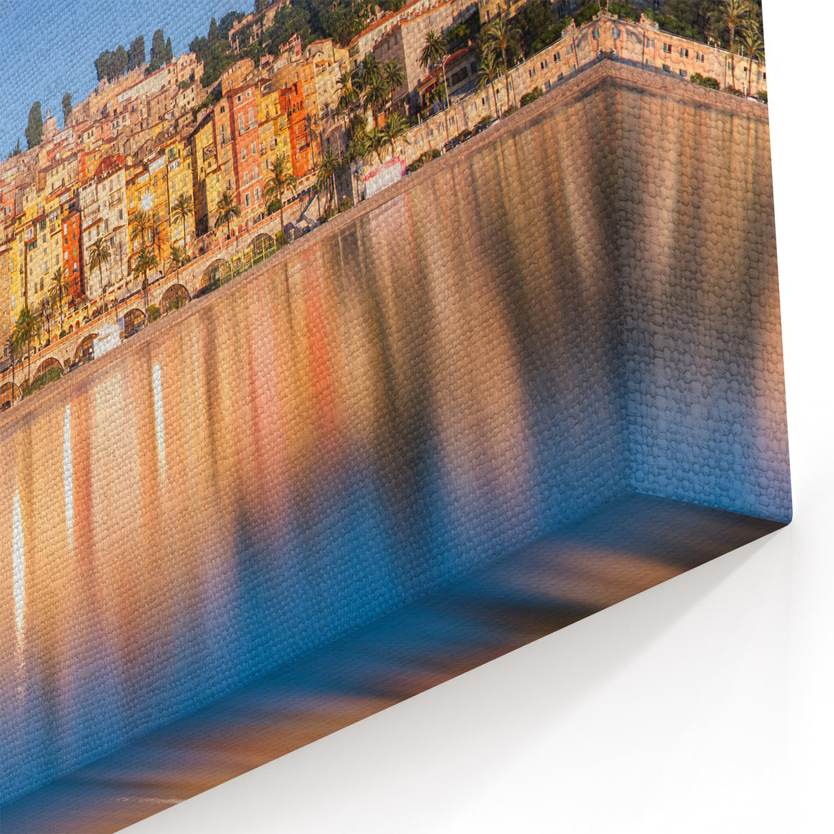 Europe Scenery Art - Vibrant Monaco Coastal View with Colorful Houses