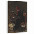 Dark Academia Wall Art - Red-Haired Woman Studying for Moody Gothic Decor