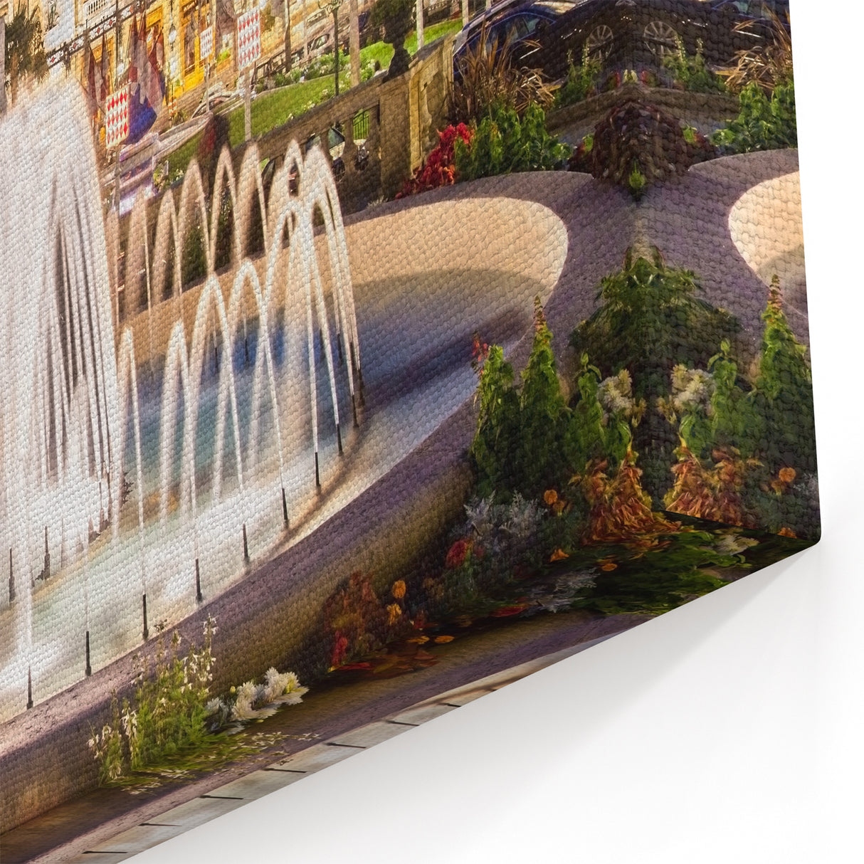 Mediterranean Wall Decor - Iconic Monaco Fountain and Casino View