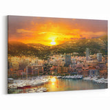 Monaco Landscape Print - Stunning Sunset Over Monaco Harbor and Cityscape