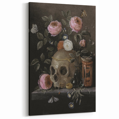 Dark Academia Wall Art: Moody Floral and Skull, Vintage Gothic Print
