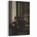 Dark Academia Wall Art-Girl in Study Room, Vintage Gothic Print