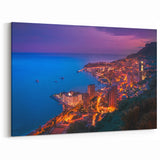 Europe Scenery Art - Captivating Night View of Monaco's Illuminated Coastline