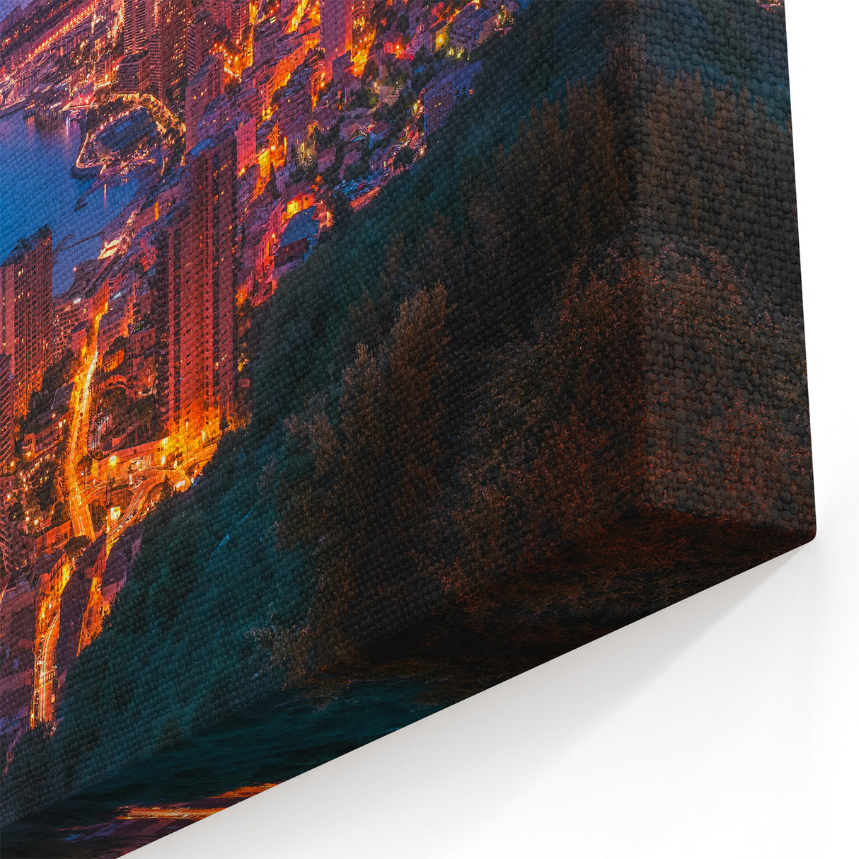 Europe Scenery Art - Captivating Night View of Monaco's Illuminated Coastline