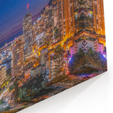 Monaco Canvas Art - Glittering Monaco Skyline and Coastline at Night
