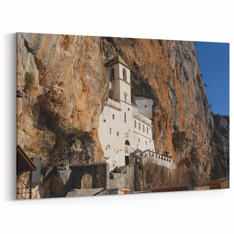 Montenegro Landscape Paintings - Ostrog Monastery in the Mountains