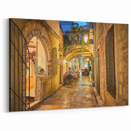 Montenegro Canvas Art - Cozy Alleyway in Old Town with Evening Charm