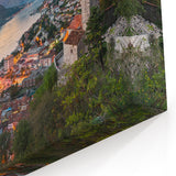 Montenegro Travel Art - Scenic Kotor Bay and City Lights at Dusk