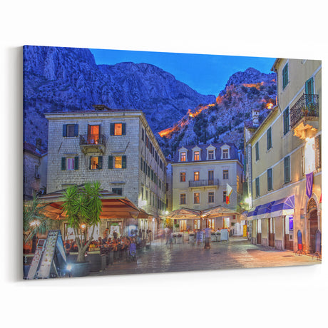 Montenegro Wall Art - Evening City Square with Mountain Views