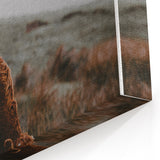 Rustic Wall Art of Highland Cow in Scenic Landscape | Farmhouse Decor