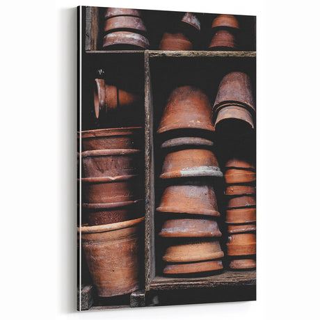 Vintage Clay Pots - Rustic Farmhouse Kitchen Art