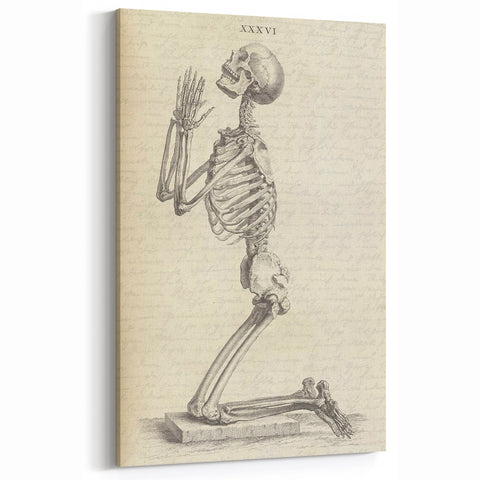 Gothic Wall Art | Medieval Gothic Canvas with Skeleton Illustration