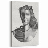 Gothic Wall Art | Half Skull, Half Woman Medieval Gothic Canvas Print