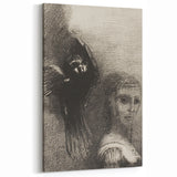 Gothic Wall Art: Dark Mystical Figure and Raven in Vintage Gothic Print