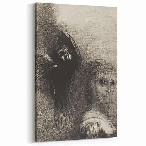 Gothic Wall Art: Dark Mystical Figure and Raven in Vintage Gothic Print