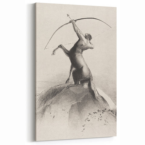 Gothic Wall Art: Majestic Centaur with Bow in Vintage Medieval Print