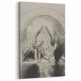 Gothic Wall Art: Mystical Veiled Figure in Vintage Gothic Sketch Design