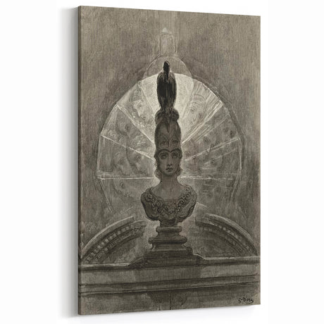 Gothic Wall Art - Medieval Bust with Dark Raven in Vintage Gothic Print
