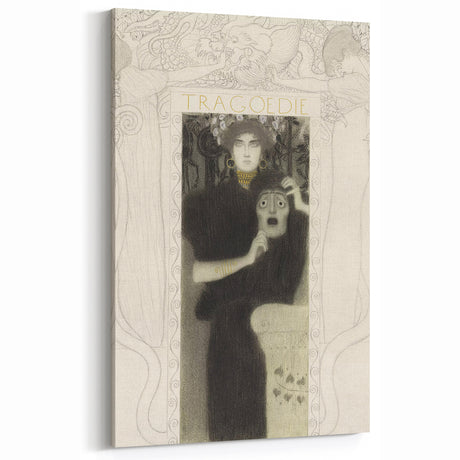 Gothic Wall Art - Tragic Mask and Woman in Vintage Gothic Fantasy Print