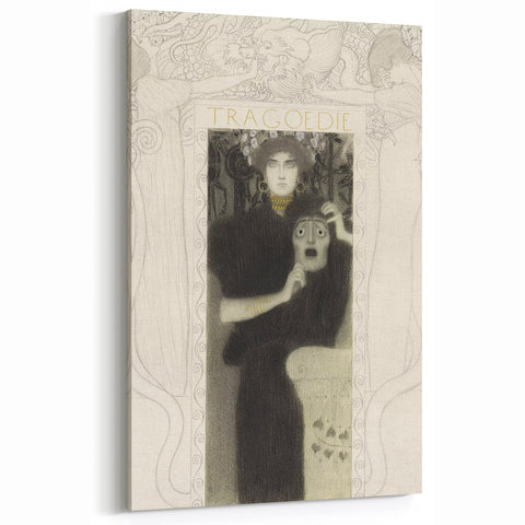 Gothic Wall Art - Tragic Mask and Woman in Vintage Gothic Fantasy Print