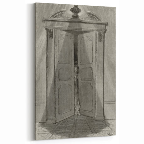 Gothic Wall Art - Mysterious Woman Behind Door in Vintage Dark Decor