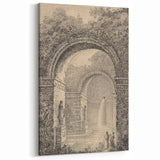 Medieval Gothic Canvas – Vintage Gothic Archway and Waterfall Artwork