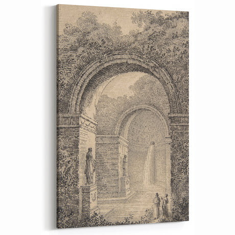 Medieval Gothic Canvas – Vintage Gothic Archway and Waterfall Artwork