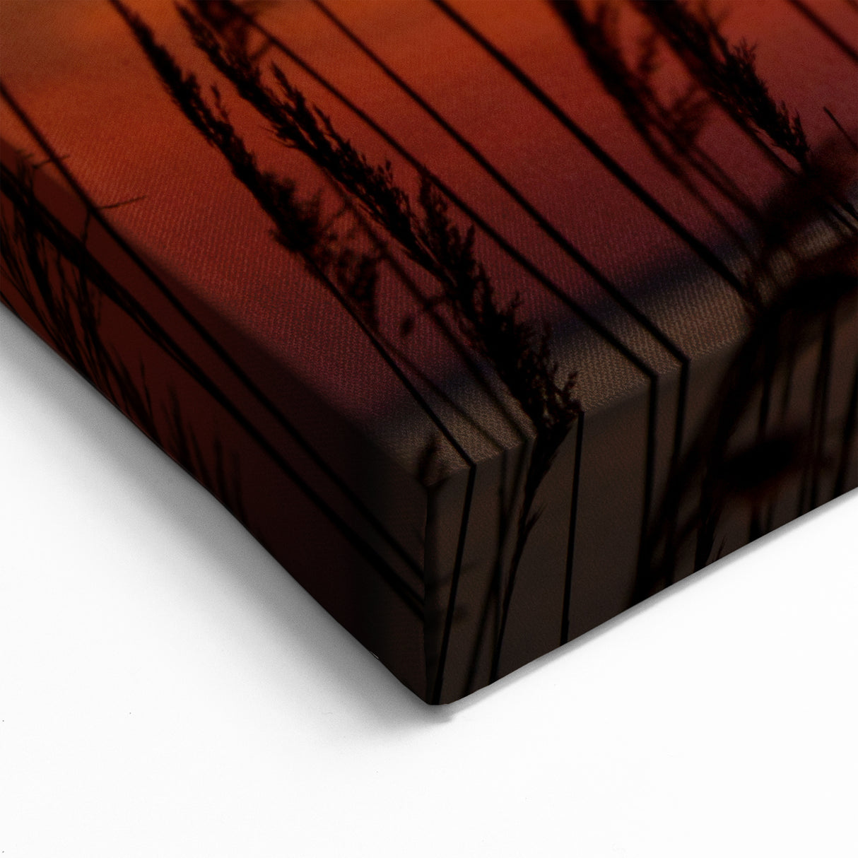 Chesapeake Bay Rolled Canvas - Fiery Sunset Through Grass Scenic Art