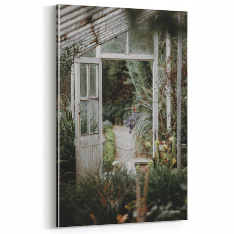 Rustic Wall Art - Vintage Greenhouse Door and Garden for Farmhouse Decor