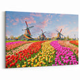 Windmill Wall Art - Tulip Field Artwork in Holland