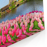 Tulip Field Artwork - Windmill Wall Art in the Dutch Countryside