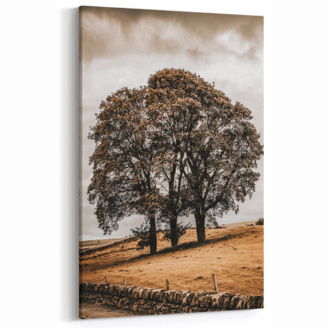 Farmhouse Wall Art – Majestic Trees in Rustic Country Landscape