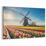 Windmill Wall Art - Tulip Fields and Dutch Windmill in Spring