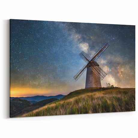 Windmill Wall Art - Starry Night Sky Over Dutch Windmill