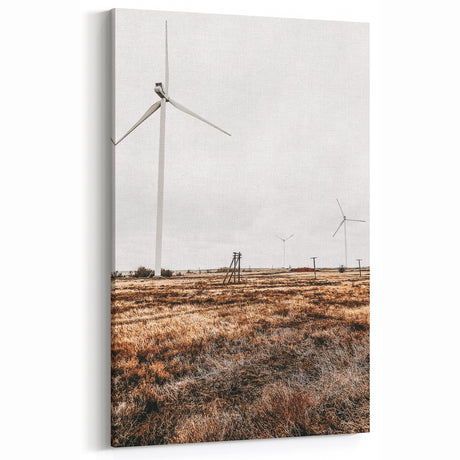 Farmhouse Wall Art – Wind Turbines in Open Field for Modern Rustic Decor