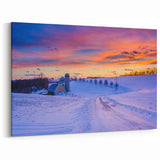 Framed Pennsylvania Art - Snowy Farm Sunset Pennsylvania Scenic Views