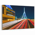 Boston Zakim Bridge Night Traffic – Massachusetts Cityscape Wall Art