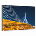 Boston Zakim Bridge Reflection – Massachusetts Night Cityscape Art