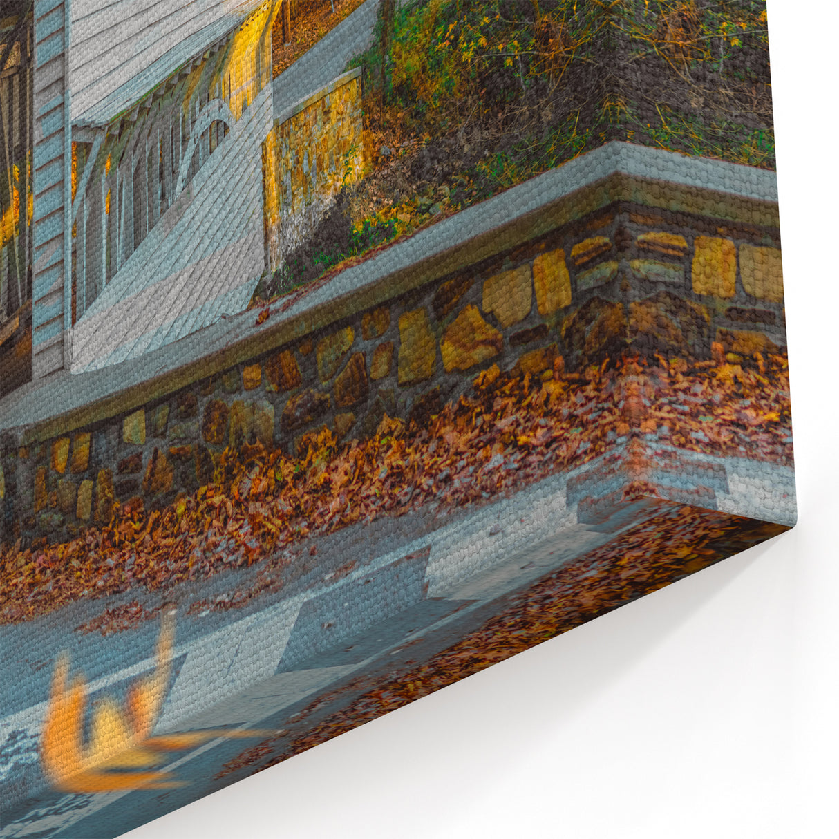 Pennsylvania Landscape Art - Rustic Covered Bridge in Autumn Canvas Print